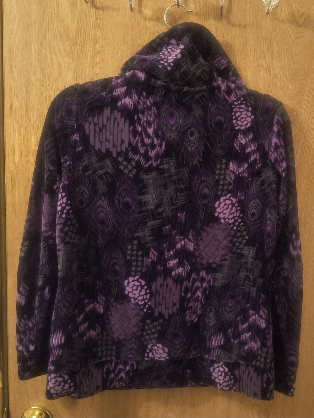 Style & Co Sport Purple Peacock Velour Full Zip Jacket Small Y2K Whimsigoth - Picture 2 of 6